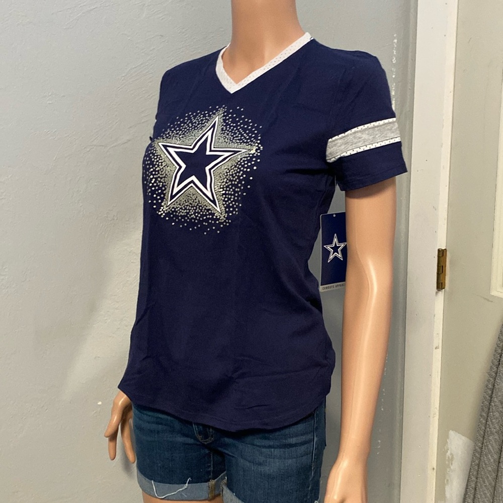 Authentic Dallas Cowboys Football Star Bst Blue Short Sleeve Shirt Girls Size XL
